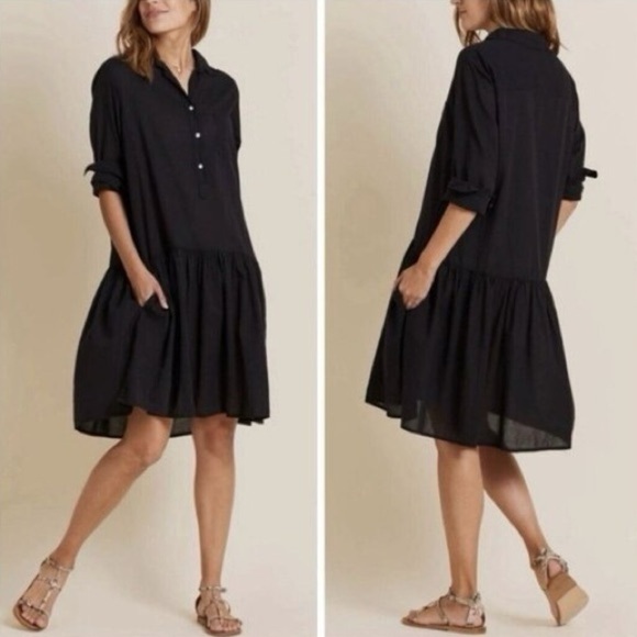 GRAYSON by Frank & Eileen The Changemaker Black Cotton Shirt Dress Size 2 Small - Picture 2 of 11